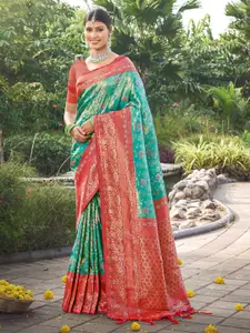 Riwazo Floral Woven Design Zari Banarasi Saree