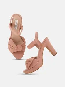 CORSICA Peach-Coloured Party High-Top Stiletto Pumps with Bows