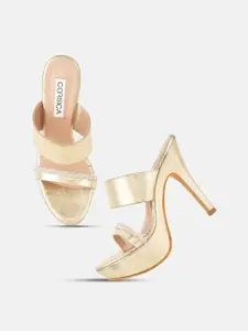 CORSICA Gold-Toned Party High-Top Stiletto Pumps