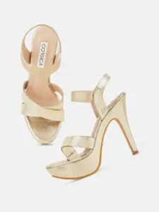 CORSICA Gold-Toned Party High-Top Stiletto Pumps