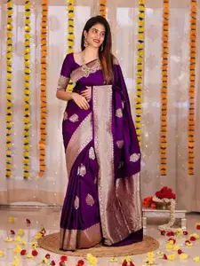 KALINI Ethnic Motifs Woven Design Zari Silk Cotton Banarasi Saree