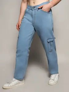 Campus Sutra Men Smart Slim Fit Mid Rise Clean Look Cotton Denim Cargos Jeans
