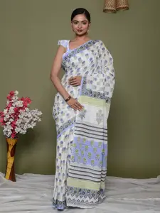 Shivanya  Handicrafts Shivanya Handicrafts Floral Pure Cotton Block Print Saree