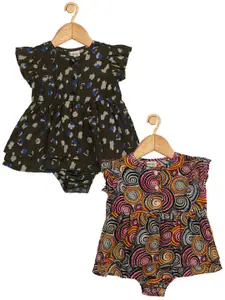 Creative Kids Pack Of 2 Infant Girls Printed Cotton Dress