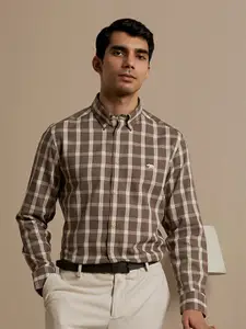 Andamen Premium Checked Button Down Collar Cotton Formal Shirt