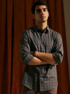 Andamen Premium Tartan Checked Cotton Slim Fit Casual Shirt