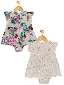 Creative Kids Infant Girls Pack Of 2 Floral Printed Cotton A-line Dress