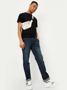 max Men Mid-Rise Clean Look Whiskers & Chevrons Stretchable Jeans