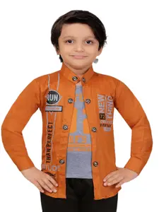 BAESD Boys Typography Printed Stand Collar Lightweight Open Front Jacket