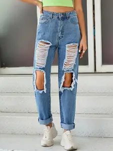 StyleCast Women Blue Flared Highly Distressed Light Fade Jeans