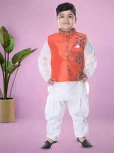 BAESD Boys Floral Printed Kurta with Trouser &  Waistcoat
