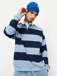 max Striped Shirt Collar Pure Cotton Pullover Sweatshirt