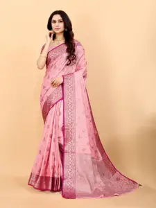 bansari textiles Pink Ethnic Motifs Zari Designer Banarasi Saree