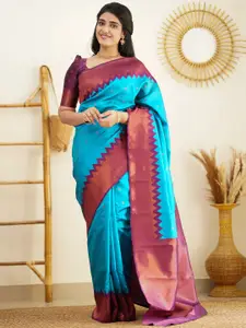DIVASTRI Ethnic Motif Woven Design Kanjeevaram Pure Silk Zari Saree