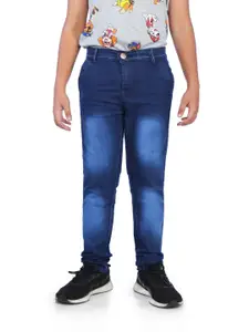 BAESD Boys Blue Slim Fit Low Distress Heavy Fade Jeans