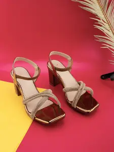 XE Looks Copper-Toned Party Block Sandals
