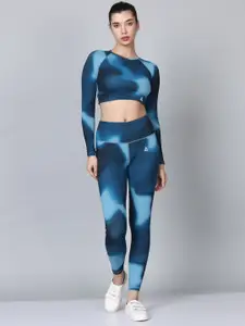 Aesthetic Bodies Printed Top With Tights Sports Co-Ords