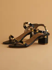 ERIDANI Embellished Open Toe Block Heeled Heels