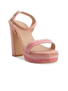 ERIDANI Pink PU Block Sandals
