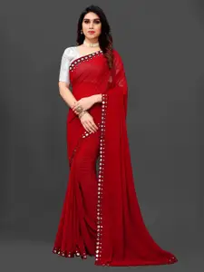 RadadiyaTRD Red Ethnic Motifs Pure Georgette Designer Saree