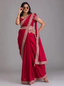 RadadiyaTRD Red Ethnic Motifs Pure Georgette Designer Saree