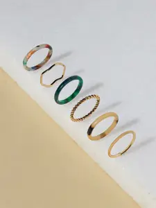Accessorize Set of 6 Chunky Ridged Finger Rings