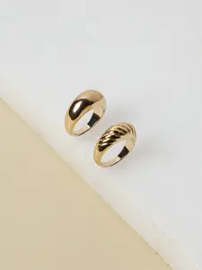Accessorize Set Of 2 Chunky Croissant Finger Rings