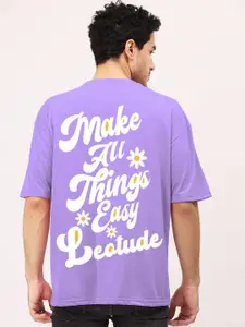 Leotude Typography Printed Oversized Round Neck T-Shirt