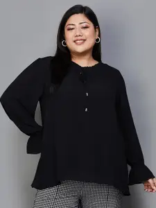 Nexus by Lifestyle Puff Sleeves Regular V-Neck Top
