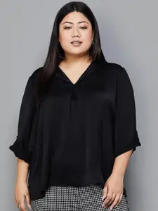 Nexus by Lifestyle V-neck Roll-Up Sleeves Plus Size Top