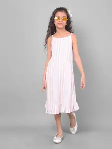 Crimsoune Club Peach-Coloured Striped Mini Dress