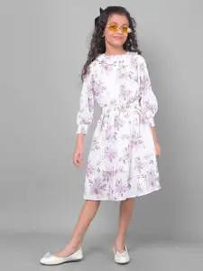 Crimsoune Club Multicoloured Floral Print Puff Sleeve Fit & Flare Midi Dress