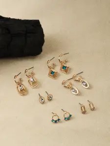Accessorize London Women Set Of 6 Gems Studded Hoop Earrings