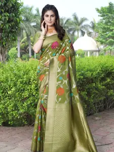 Amoha Silk Ethnic Motifs Woven Design Zari Pure Silk Tussar Saree