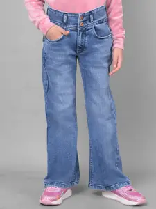 Crimsoune Club Girls Blue Slim Fit Heavy Fade Stretchable Jeans