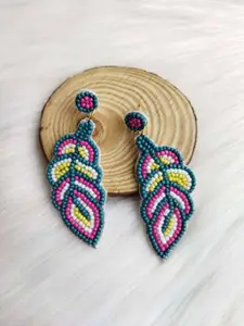 Crunchy Fashion Beaded Leaf Shaped Drop Earrings