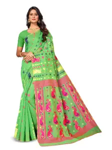 RadadiyaTRD Floral Woven Design Silk Cotton Jamdani Saree
