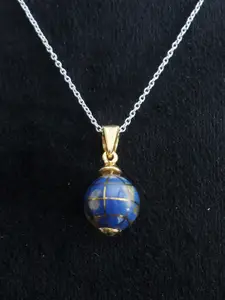 HIFLYER JEWELS Gold-Plated Lapis Lazuli Stone-Studded Pendant