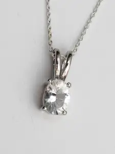 HIFLYER JEWELS Sterling Silver Topaz-Studded Pendant With Chain
