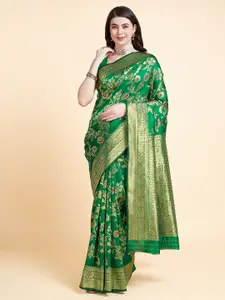 RAJ DHARMA SILK Floral Woven Design Zari Silk Banarasi Saree