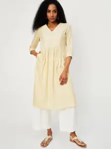 max Embroidered V Neck Straight Kurta