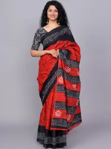 JALTHER Abstract Printed Pure Cotton Saree