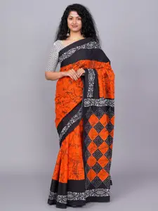 JALTHER Abstract Printed Pure Cotton Saree
