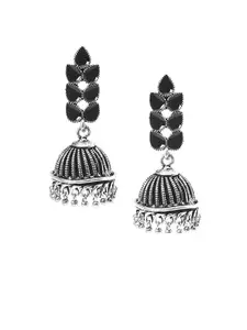 Yellow Chimes Silver-Toned Jhumkas Earrings