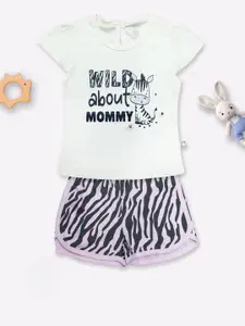 Moms Love Girls Printed Organic Cotton Top with Shorts