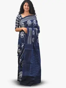 KIAARON Ethnic Motifs Pure Cotton Ikat Saree