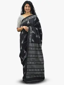 KIAARON Ethnic Motifs Pure Cotton Block Print Saree