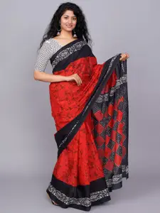 KIAARON Abstract Pure Cotton Block Print Saree