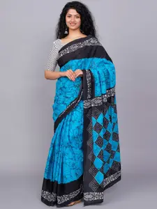 KIAARON Ethnic Motifs Pure Cotton Block Print Saree