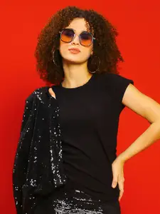 Sera Round Neck Short Sleeves Gathered Casual Top